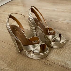 Aquazzura gold Sundance 140 platform sandals35.5